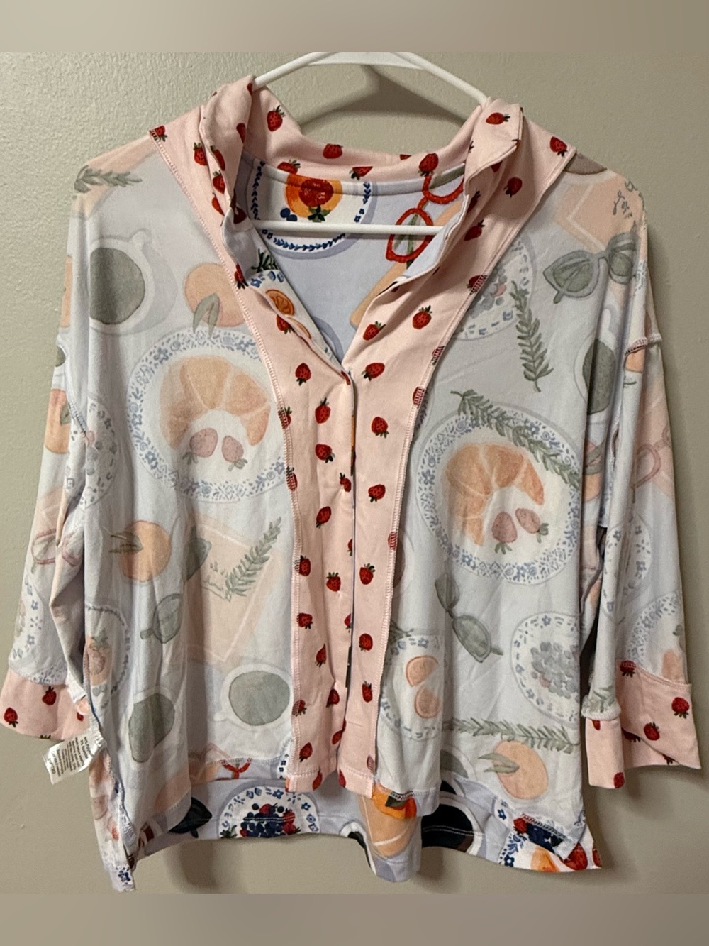 Beauty Sleep Social Pajama Set Womens Breakfast Coffee Croissant Billie Small - Picture 6 of 16